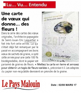 article carte voeux papier graines