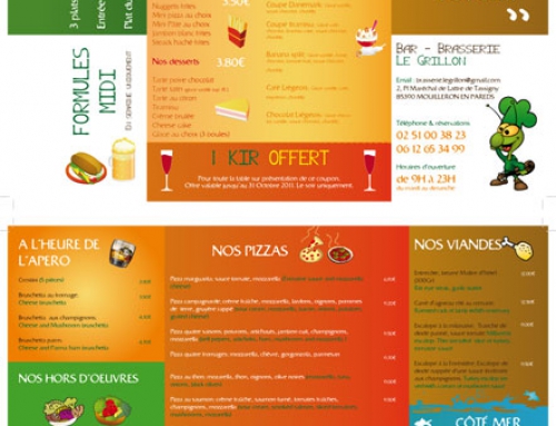 Création d’une carte / menu de restaurant Brasserie Le Grillon