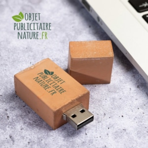 Clé USB personnalisée en béton coloris orange brique
