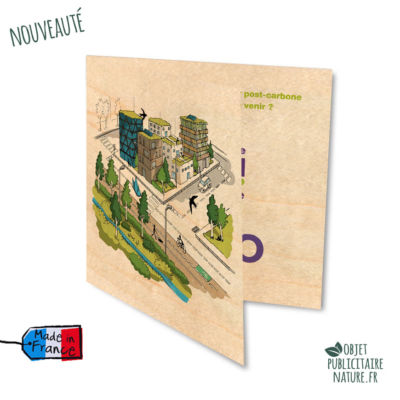 carte de voeux en bois dépliant 2 volets