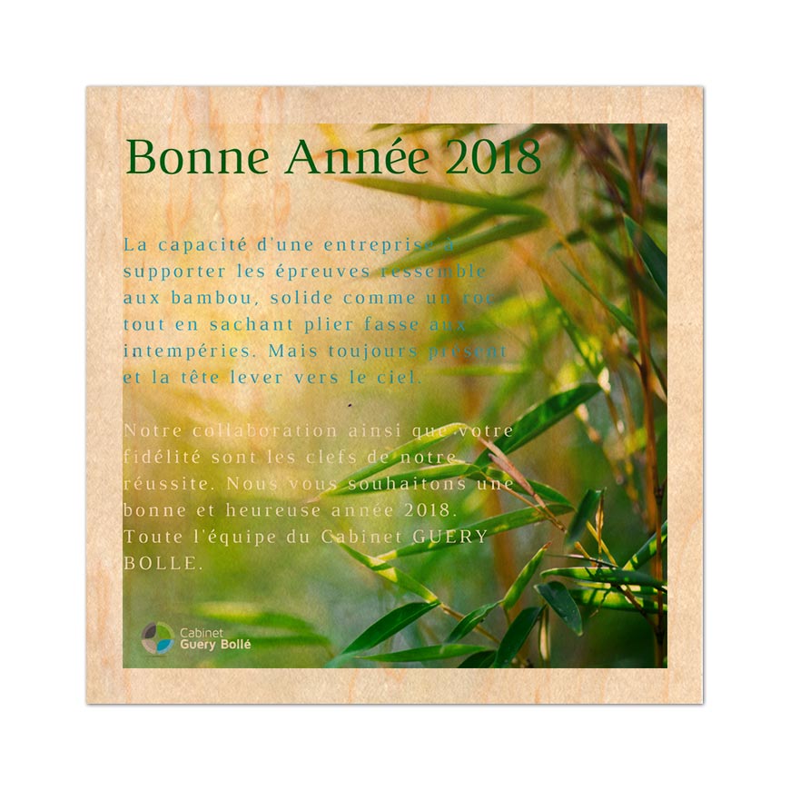 carte de voeux imprimée sur bois